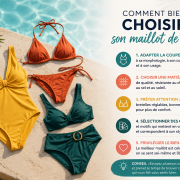 Sélection de maillots de bain colorés au bord d’une piscine pour bien choisir son modèle d’été